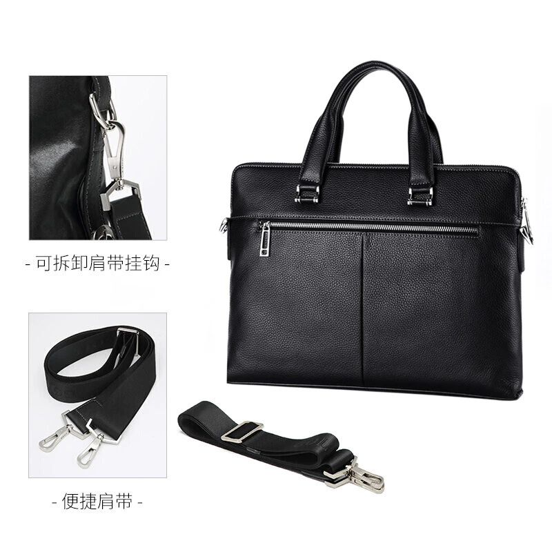 Fashion Men's Briefcase New Large Genuine Leather Laptop Handbag Business Office Tote Women's Waterproof Shoulder Messenger Bag