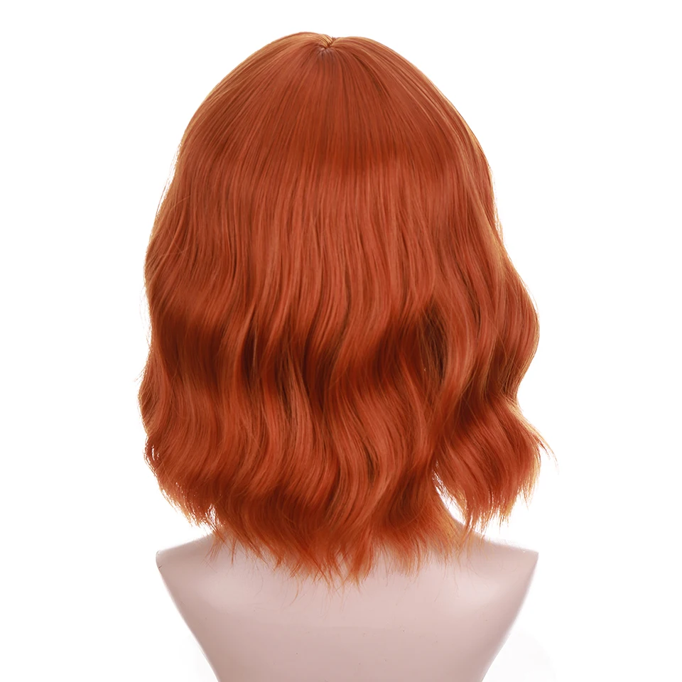 AILIADE Short Synthetic Wigs with Bangs for Women Green Orange Water Wave Bob Wigs Heat Resistant Lolita Cosplay False Hair