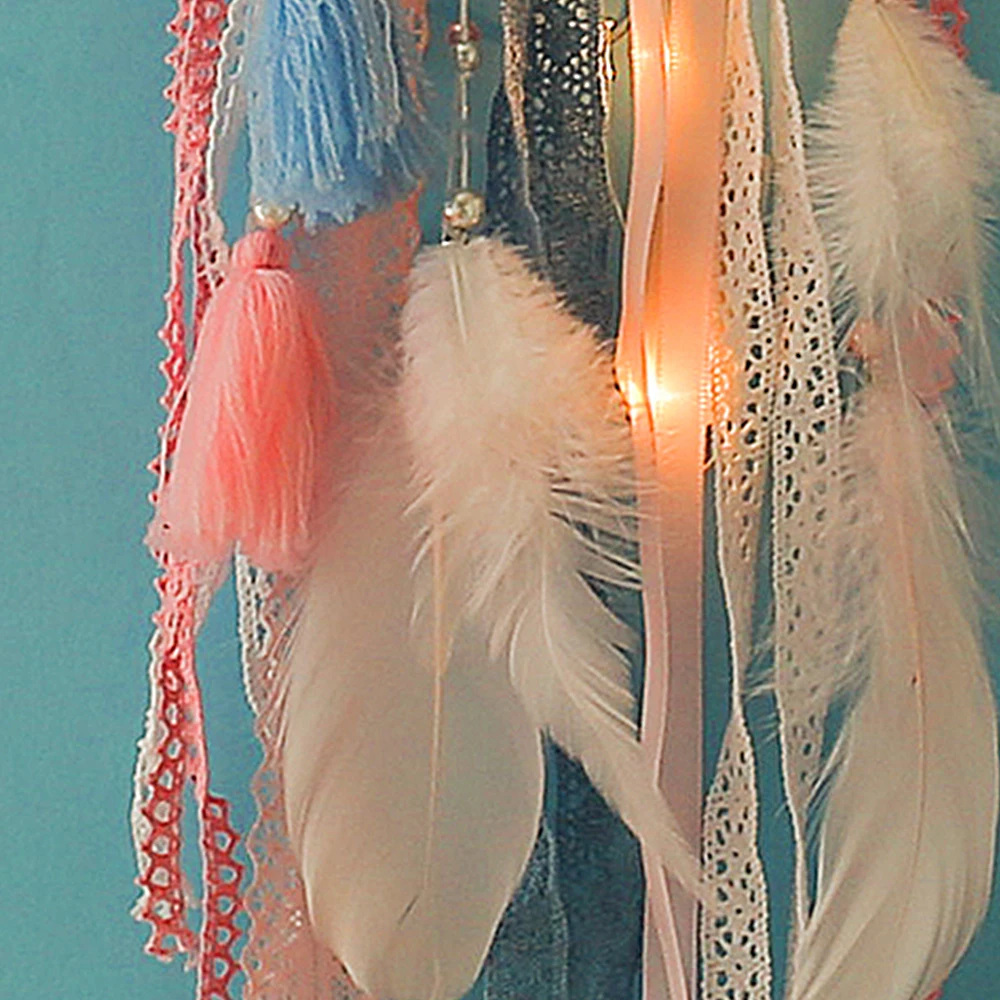 Красочные Большие Перья DIY ручной работы Ловец снов украшения спальни Dreamcatchers колокольчики настенные подвесные украшения