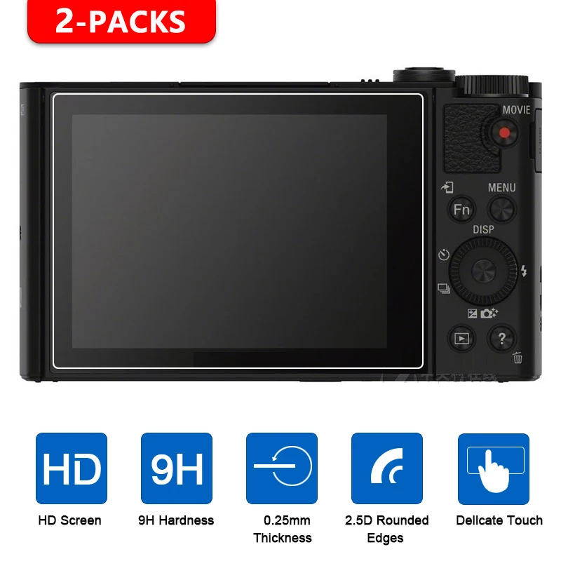 

2Pcs Tempered Glass Screen Protector for Sony HX90 HX90V HX99 WX500 WX800 WX700 HX80 WX300 WX350 HX400 HX300 HX350 RX1R RX1RII