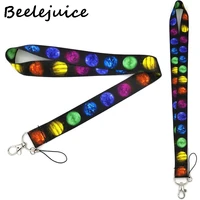 colorful moon space women neck strap lanyards id badge card holder keychain mobile phone strap gifts decorations