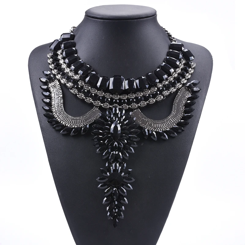 Женское Ожерелье с голубыми кристаллами Новое Очаровательное большое