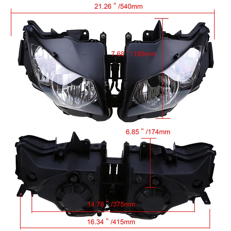 POSSBAY Lens Motorcycle Headlights Assembly Housing Head Lights Cafe Racer For Honda CBR 1000RR 2012-2016 Motocross Headlamps |