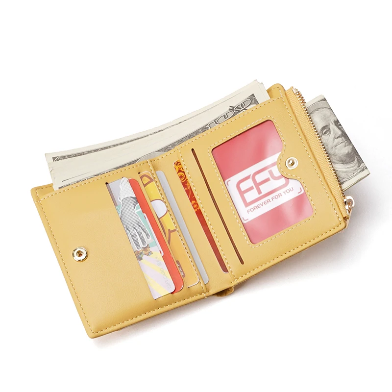 

2021 new wallets multi card cross border purse short wallets pure color small card women's wallet for female girl drop shipping