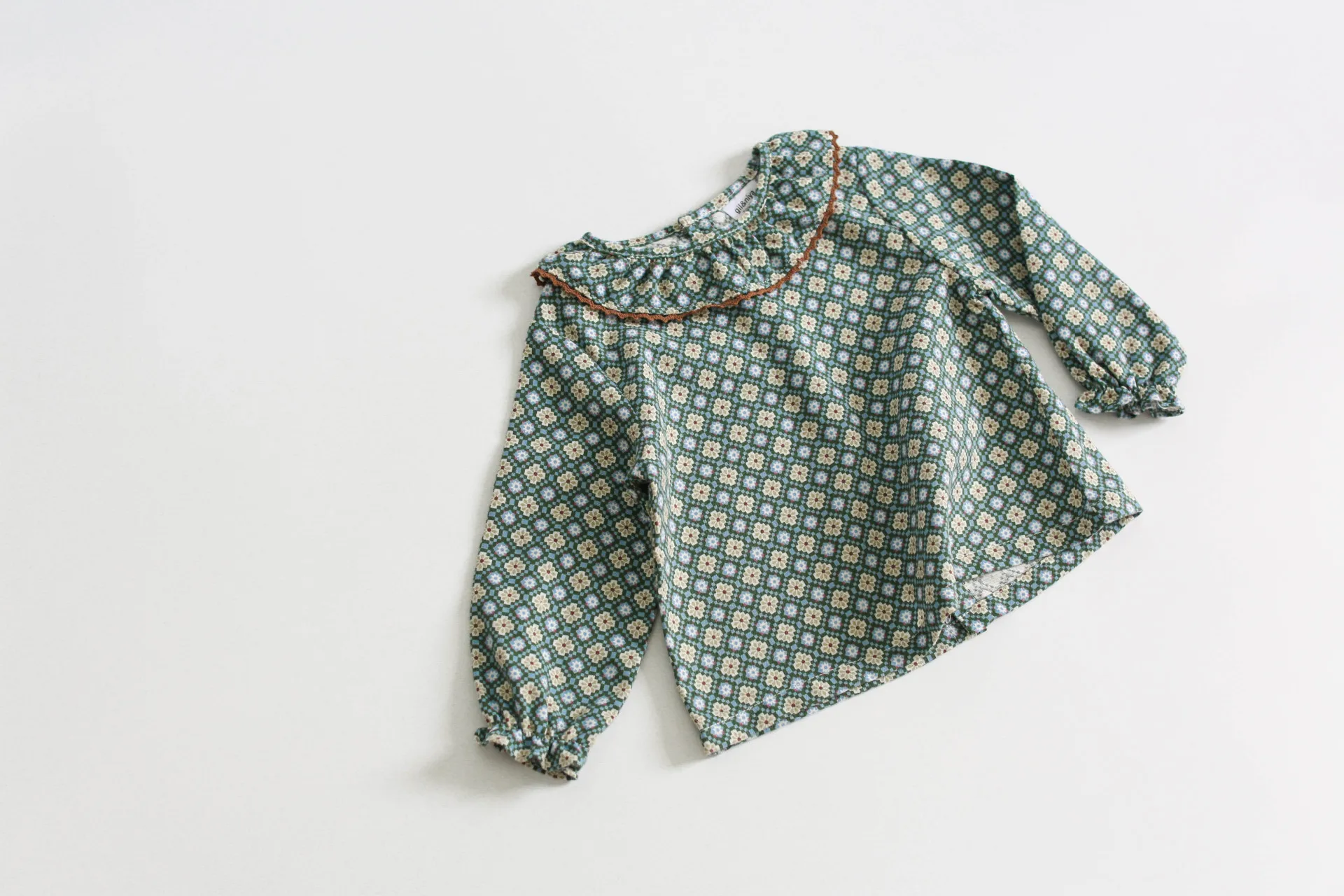 Осенняя рубашка для маленьких девочек детская блузка с отложным воротником