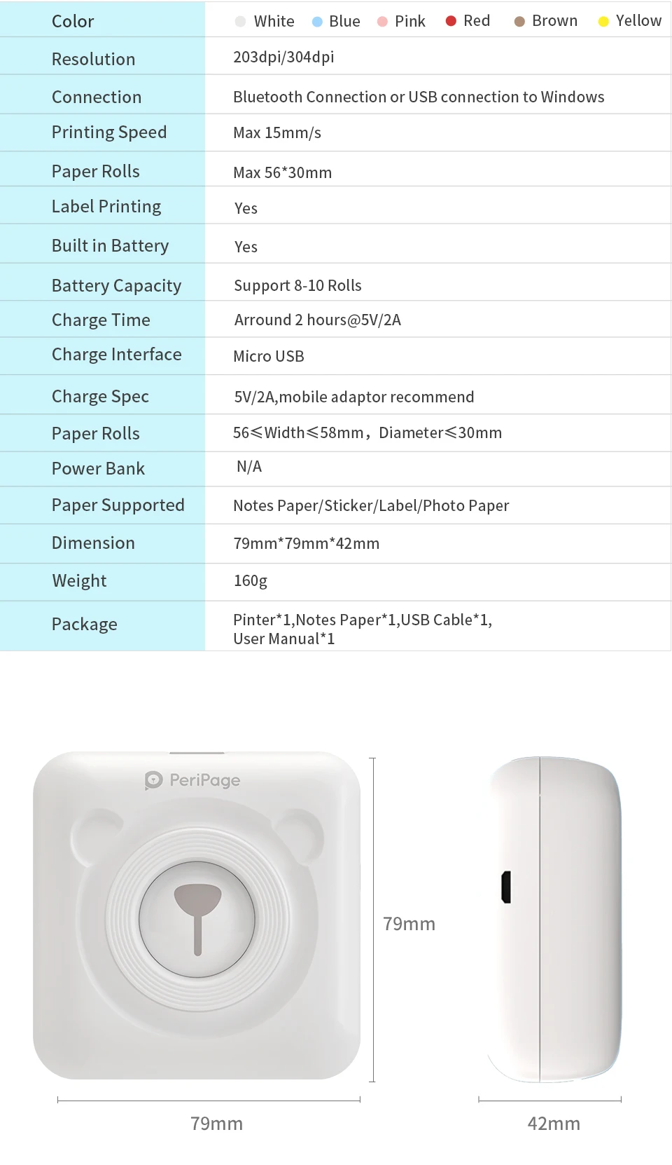 8 Tipos de Cor, Bluetooth, Telefone Sem Fio Máquina De Impressão