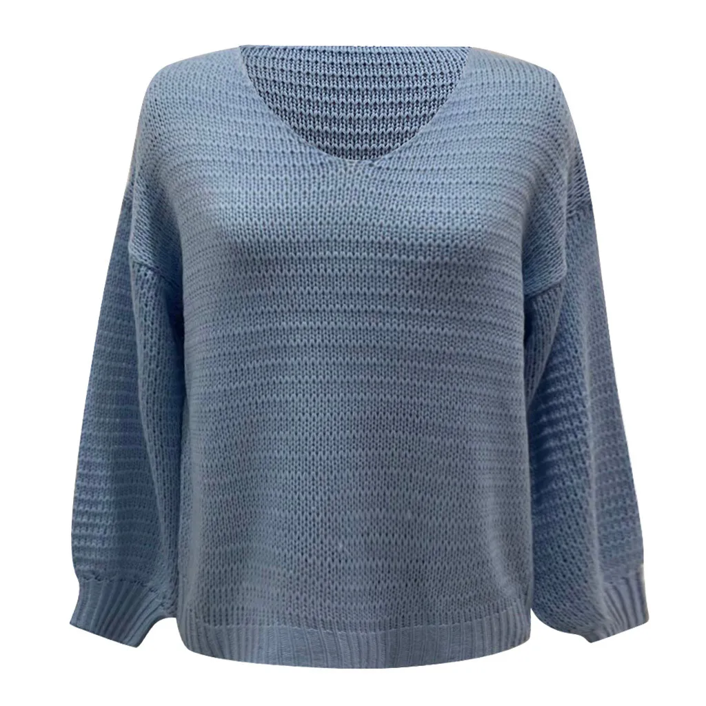 Модный зимний женский теплый свитер Повседневный однотонный длинный рукав