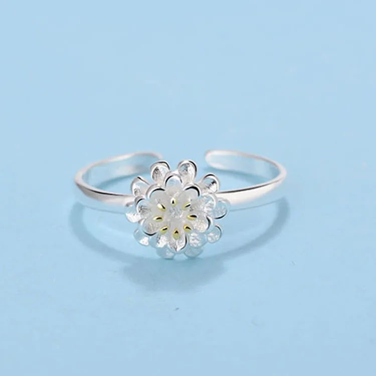 Простое корейское модное регулируемое кольцо с цветком качественные ювелирные