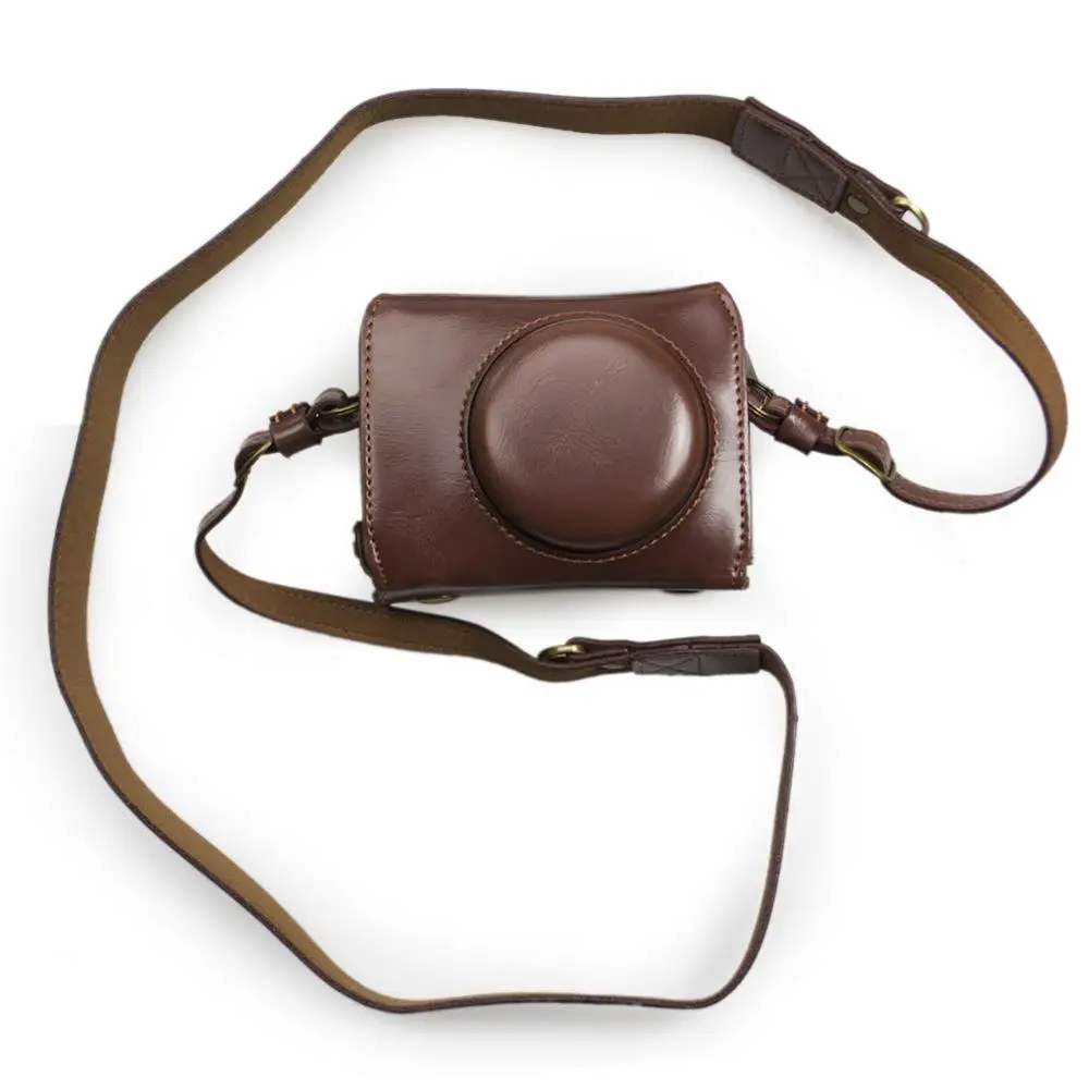 Роскошный чехол из искусственной кожи для камеры с ремешком и открытым