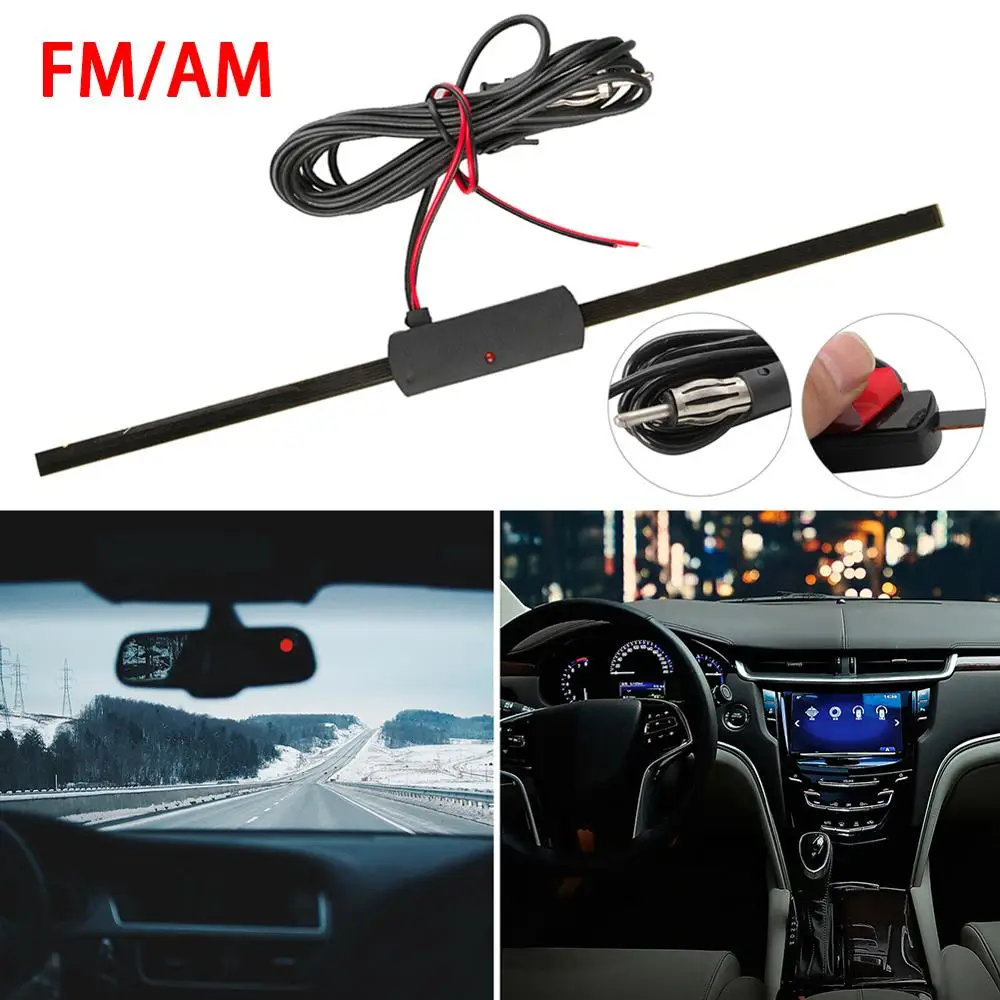 

Hot Sale Universal Car Antenna Booster Car Electronic FM/AM Radio Antenna Windshield Mount 12V Black