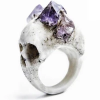 new all match hot selling punk skull stone ring ladies ring european and american fashion creative gothic skull jewelry