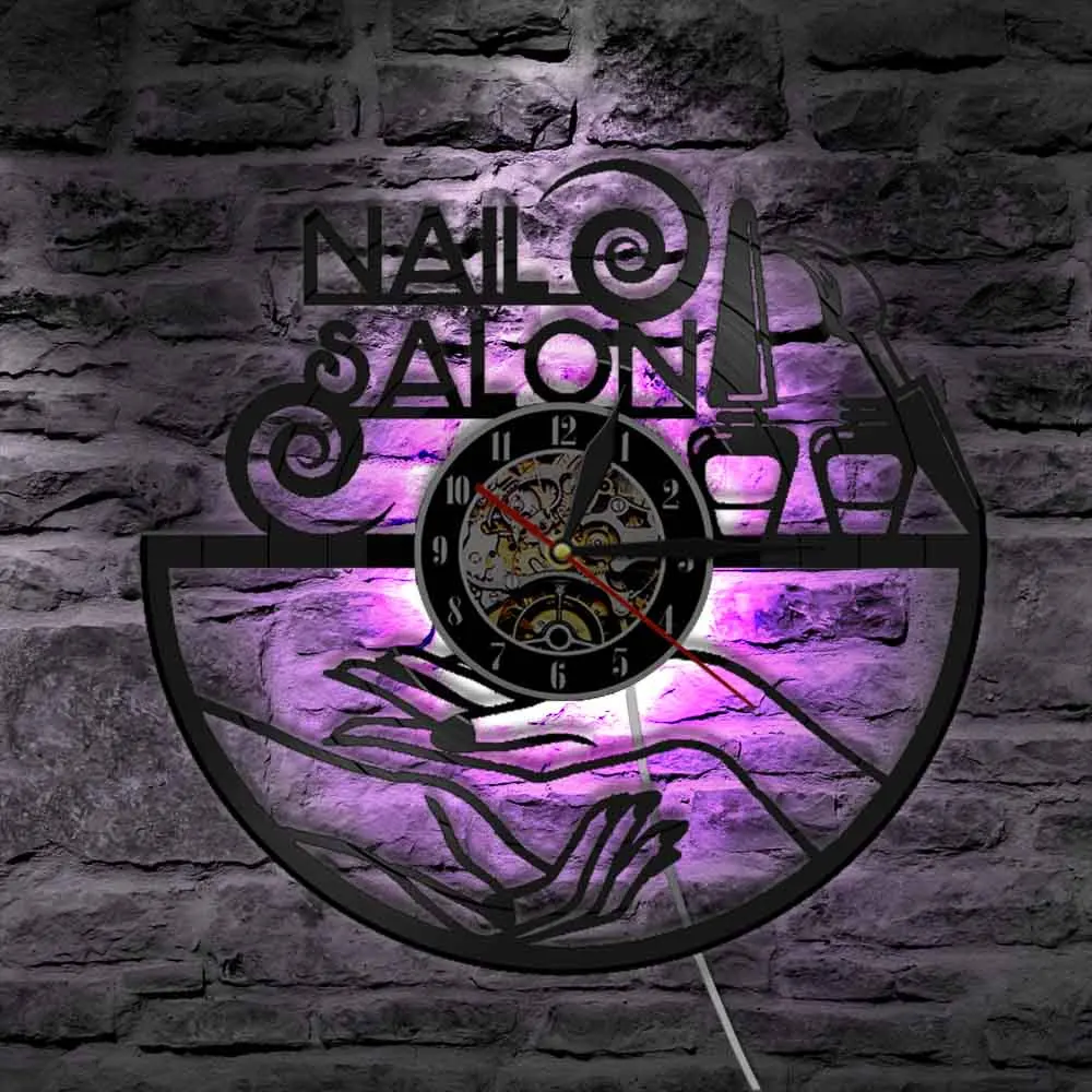 Виниловые настенные часы для салона красоты декор мебель дизайна ногтей