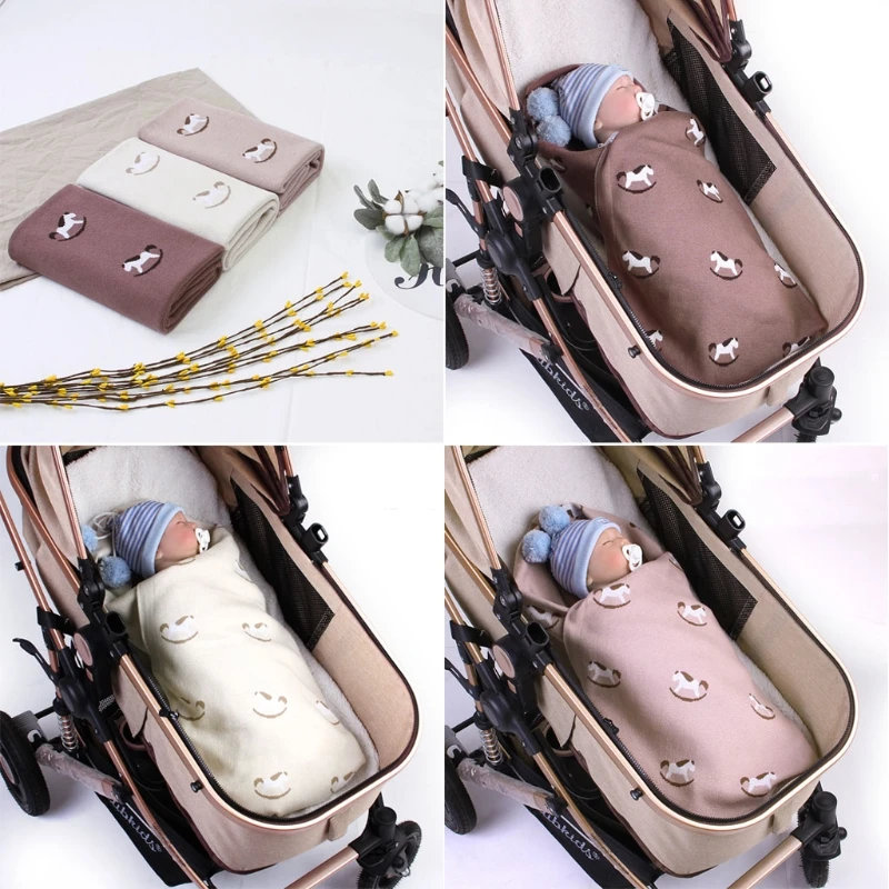 

Baby Blankets Knitted Cotton Newborn Swaddle Bedding Blanket Covers Super Soft Infant Boys Girls Stroller 100*80cm Toddler G99C