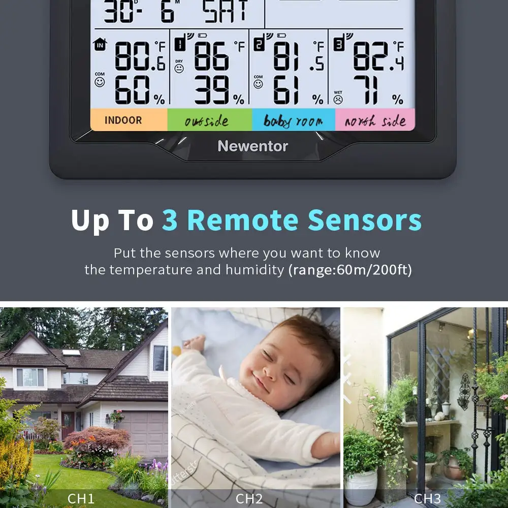 Newentor/Погодная станция с цифровой Температура термометр влажности Беспроводной
