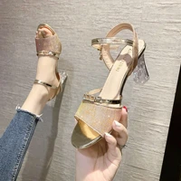 thick heel sandals slippers transparent high heels dance shoes ladies ballroom modern open toed sandals fashion shoe 2022summer