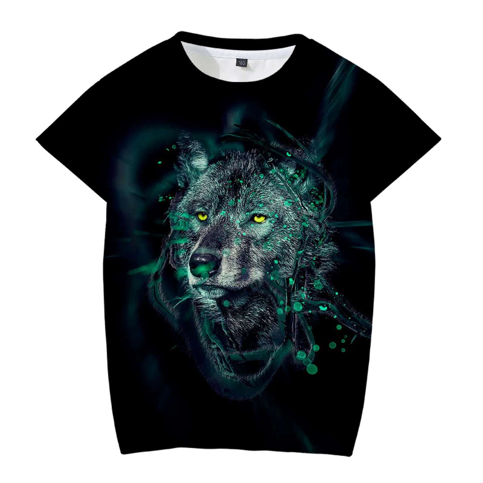 

Summer Boys and Girls T-shirt 3D Wolf Print Short Sleeve Comfortable Short Sleeve T-shirt Cartoon Casual Top for 4-12 Years