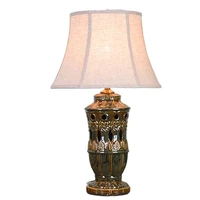 american hollow carved art ceramic table lamp living room hall study ancient exotic desk reading light ld161