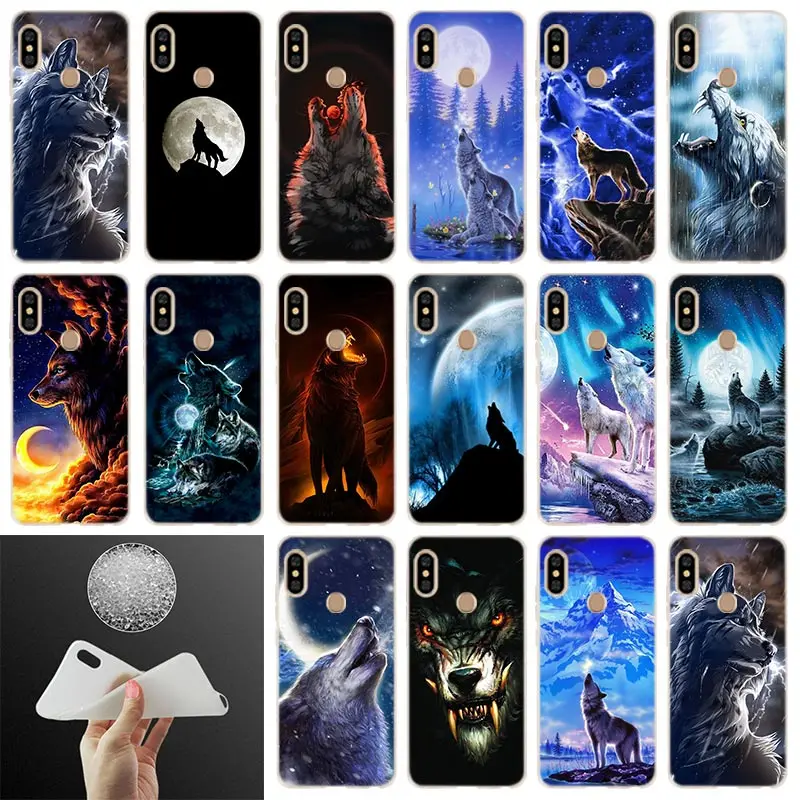

Howling wolf skin CasesSoft Case Cover For Xiaomi Redmi Note 11 10 9 8 7 4G Pro 10s 9s 9T 8T Bag