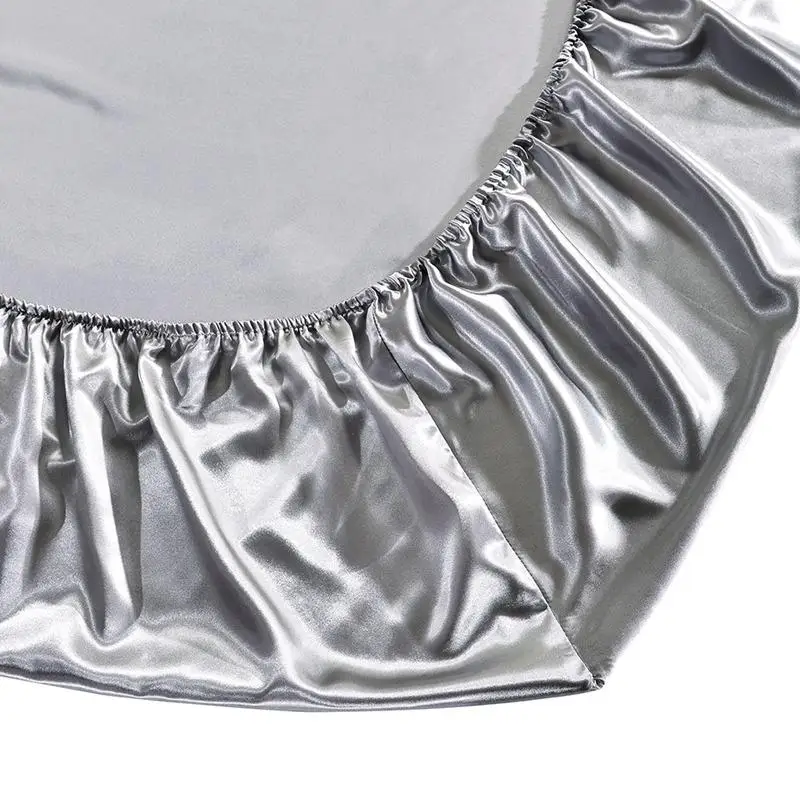 

43Silk Sheets Solid Color Fitted Sheet Comfortable Bedsheet Skin-friendly Bed Sheets Four Corners with Elastic Band Mattress