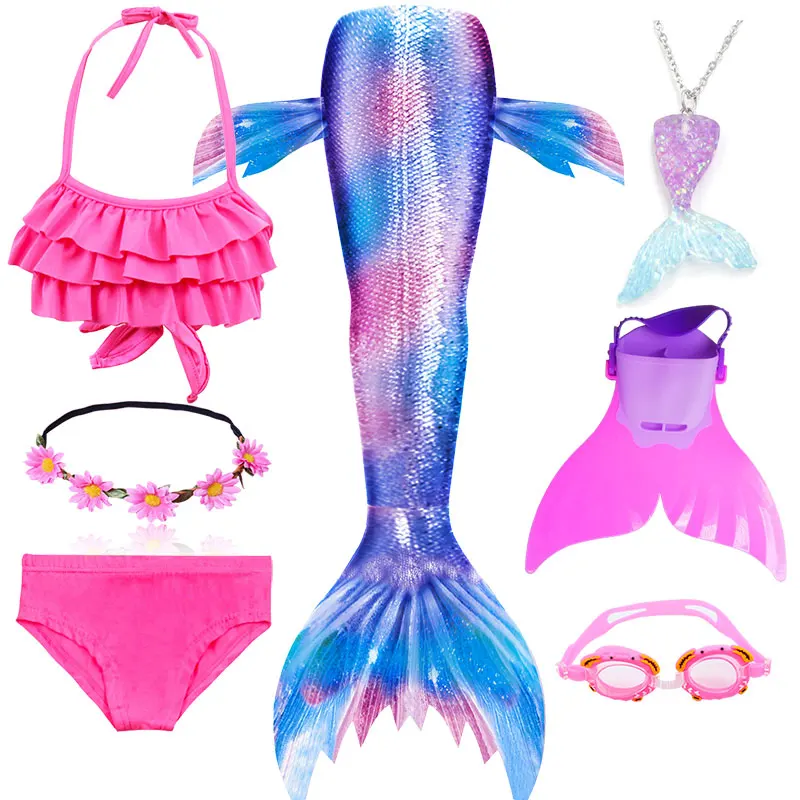 28 цветов Детские хвосты русалки с моноластами для плавания маскарадные костюмы