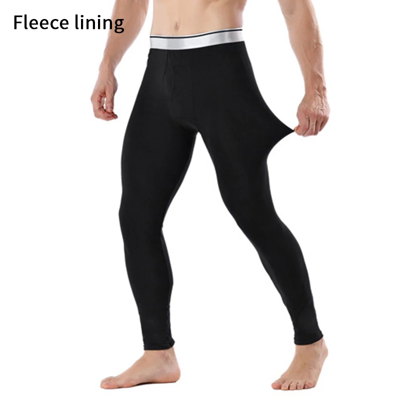 Black fleece linin Горячая Распродажа, кальсоны для мужчин, утолщенное термобелье, зимние теплые кальсоны для мужчин, термобелье, леггинсы, плотные - Цвет: Black fleece linin