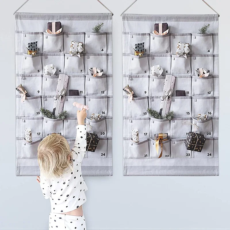 

Advent Calendar with Pockets Multipurpose 24 Grids Hanging Storage Bag for Home Living Room Bedroom TH