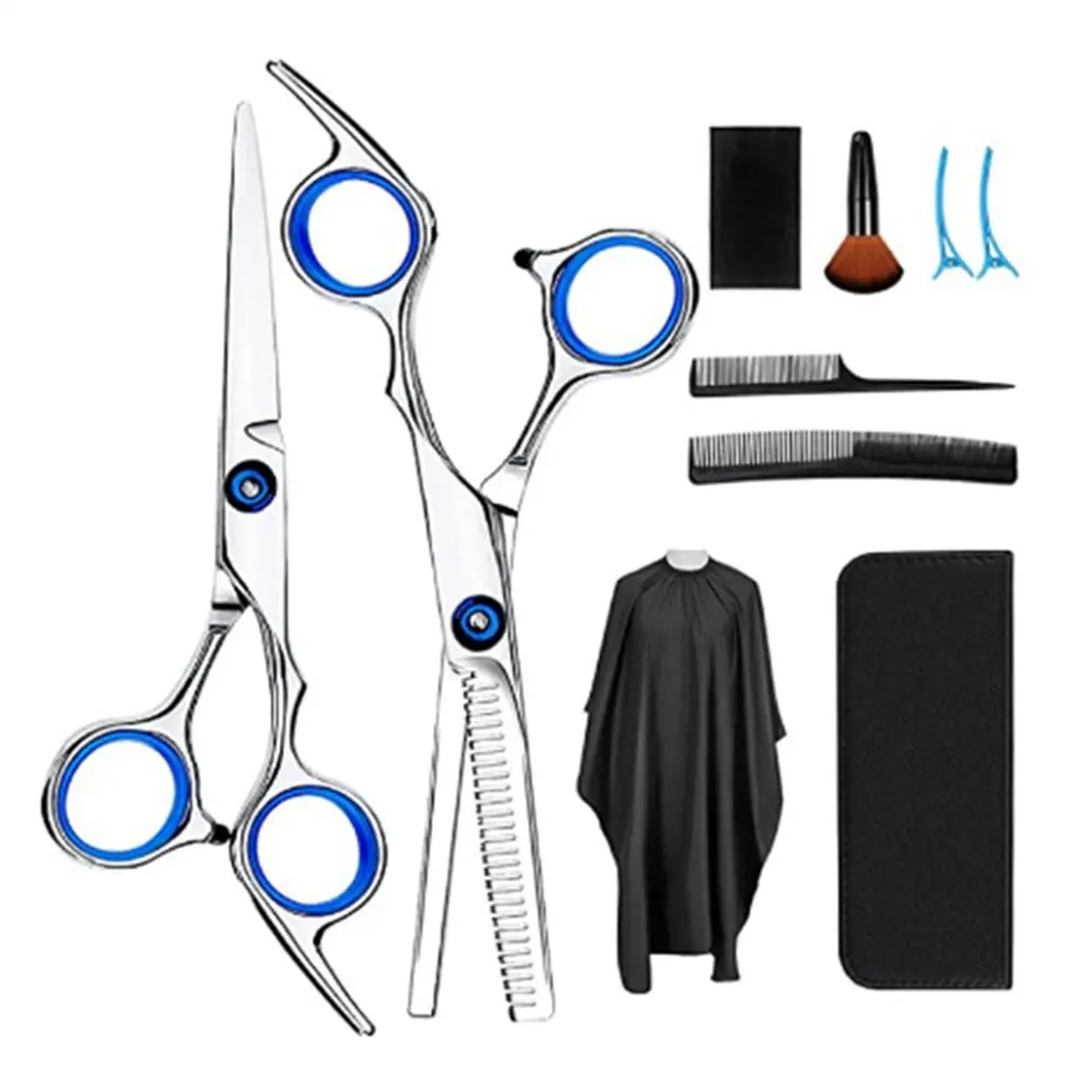 

Hairdressing Scissors Ten sets of flat scissors teeth scissors thinning hair salon children home hairdressing tool set