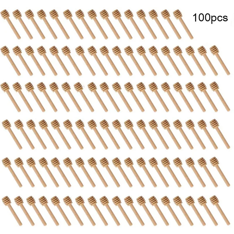 10/50/100pcs Practical Honey Mixing Stick Jar Spoon Long Handle Wood Stir Bar Supplies Coffee Milk Tea Kitchen Tool 70% - купить по