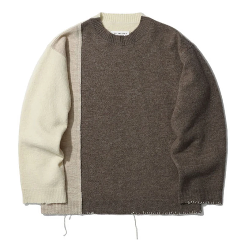 

2021 new autumn round neck color matching long sleeve t-shirt men's sports base coat men's casual knitting color contrast sweate