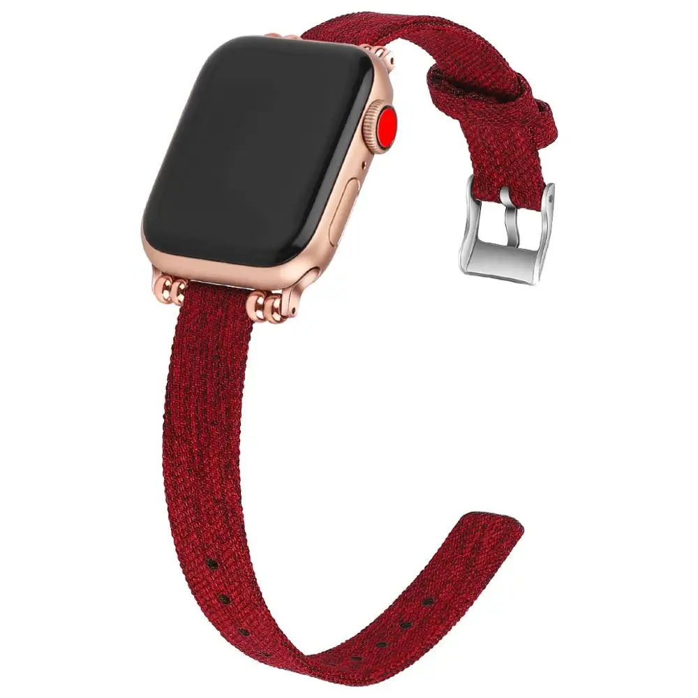 Red Модный браслет для Apple Watch женский ремешок 38 мм 40 мм 42 мм 44 мм тонкий ремешок для Apple iWatch тканевый ремешок серии 2 3 4 ремешок - Цвет ремешка: Red