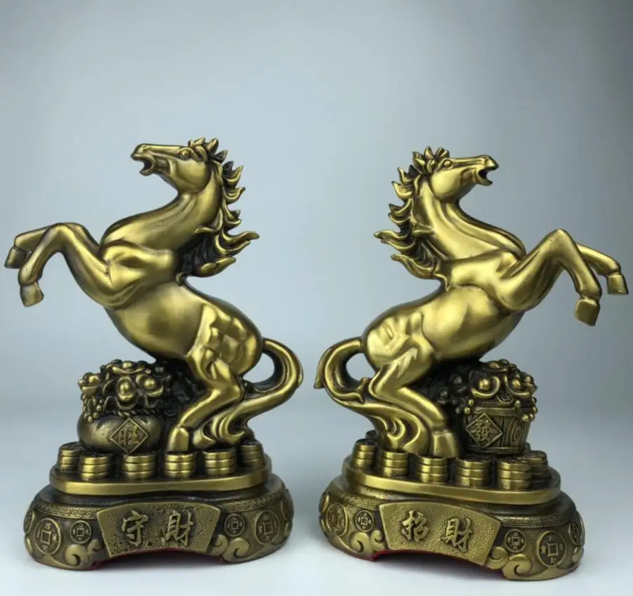 

Beautiful Seiko brass recruit wealth horse Home Decor crafts statue A pair