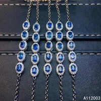 kjjeaxcmy fine jewelry 925 sterling silver inlaid sapphire women hand bracelet trendy support detection