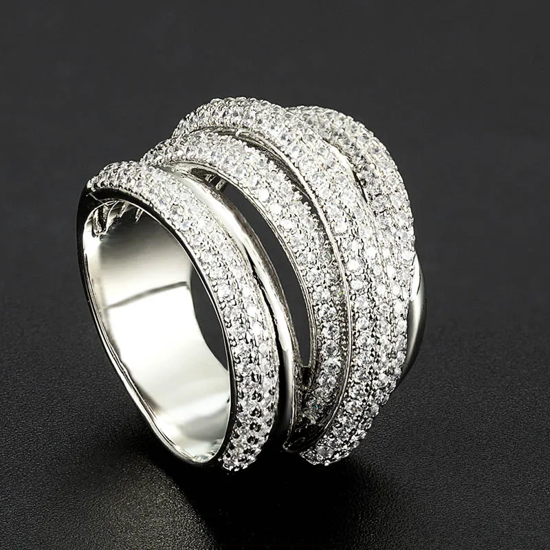 

Zlxgirl jewelry perfect rhodium silver color Cubic Zircon wedding Rings of women bridal Jewelry anel women's Copper ring bijoux