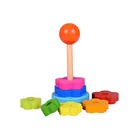 Радужный пончик Монтессори, развивающая игрушка, деревянная 3D башня со сваями, деревянная сенсорная головоломка для обучения интеллектуальному обучению, игрушка в подарок