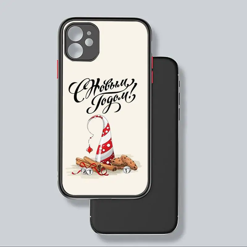 

Merry Christmas New Year gift Phone Case For iphone 12 11 8 7 plus mini x xs xr pro max matte transparent cover