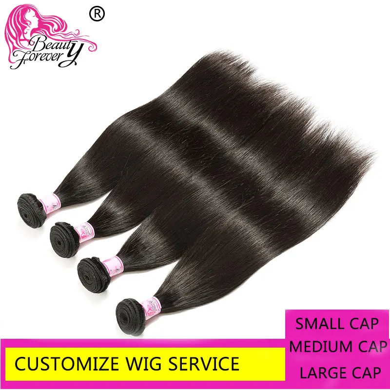 Beauty Forever Customize Wig Use Brazilian straight Hair Bundles With Closure 3/4 4x4 Lace Remy |