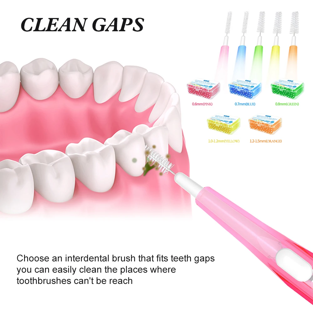 

Toothpick Dental Interdental Brush 0.6-1.5mm Teeth Cleaning Brace Orthodontic Cleaning Brush Retractable Brush Head Oral Care