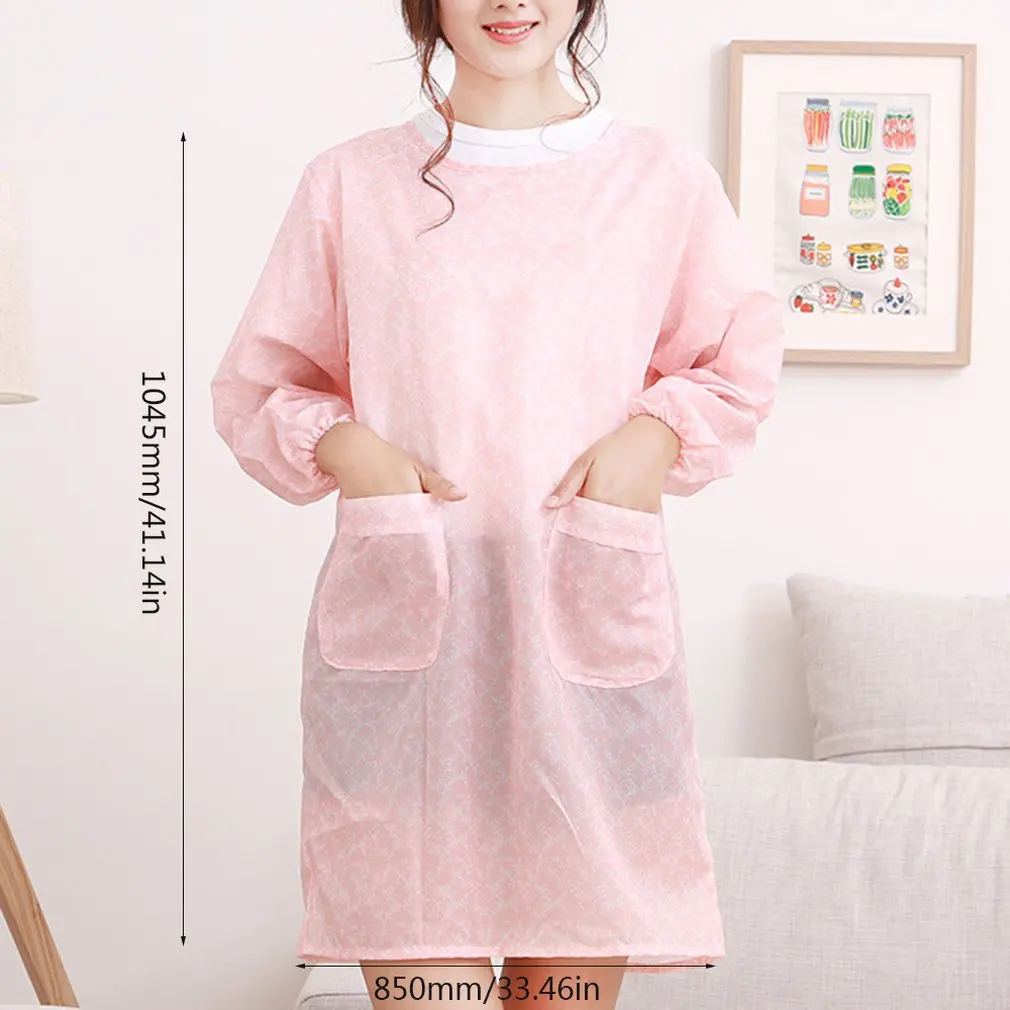 

Korean Fashion Home Kitchen Long-sleeved Apron Adult Smock Unisex Anti-wear Waterproof Anti-oil Overalls