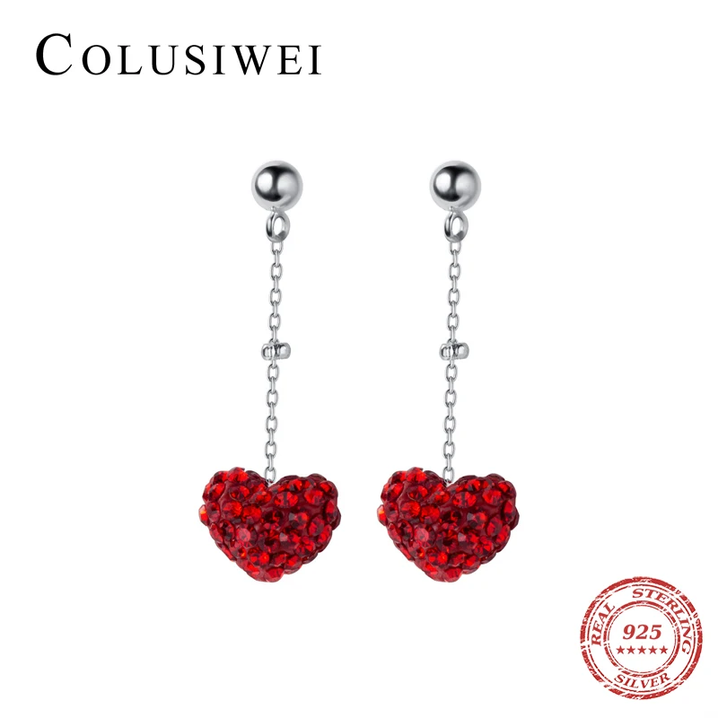 Colusiwei сердце Висячие серьги для женщин стерлингового серебра 925 пробы полностью