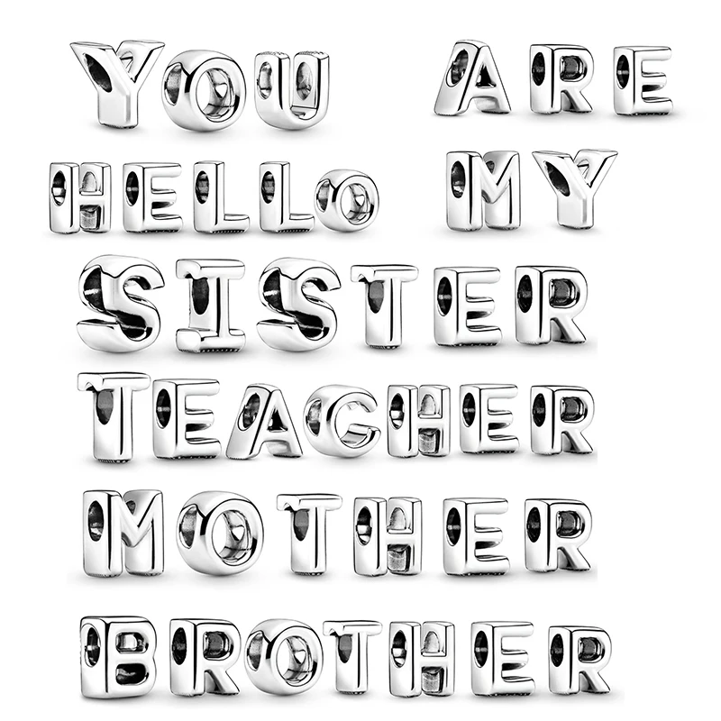 Алфавит с надписью мама блестящие бусины подходит для брендовых браслетов