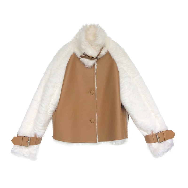 Женская замшевая куртка из искусственной овчины короткая мотоциклетная овечьей