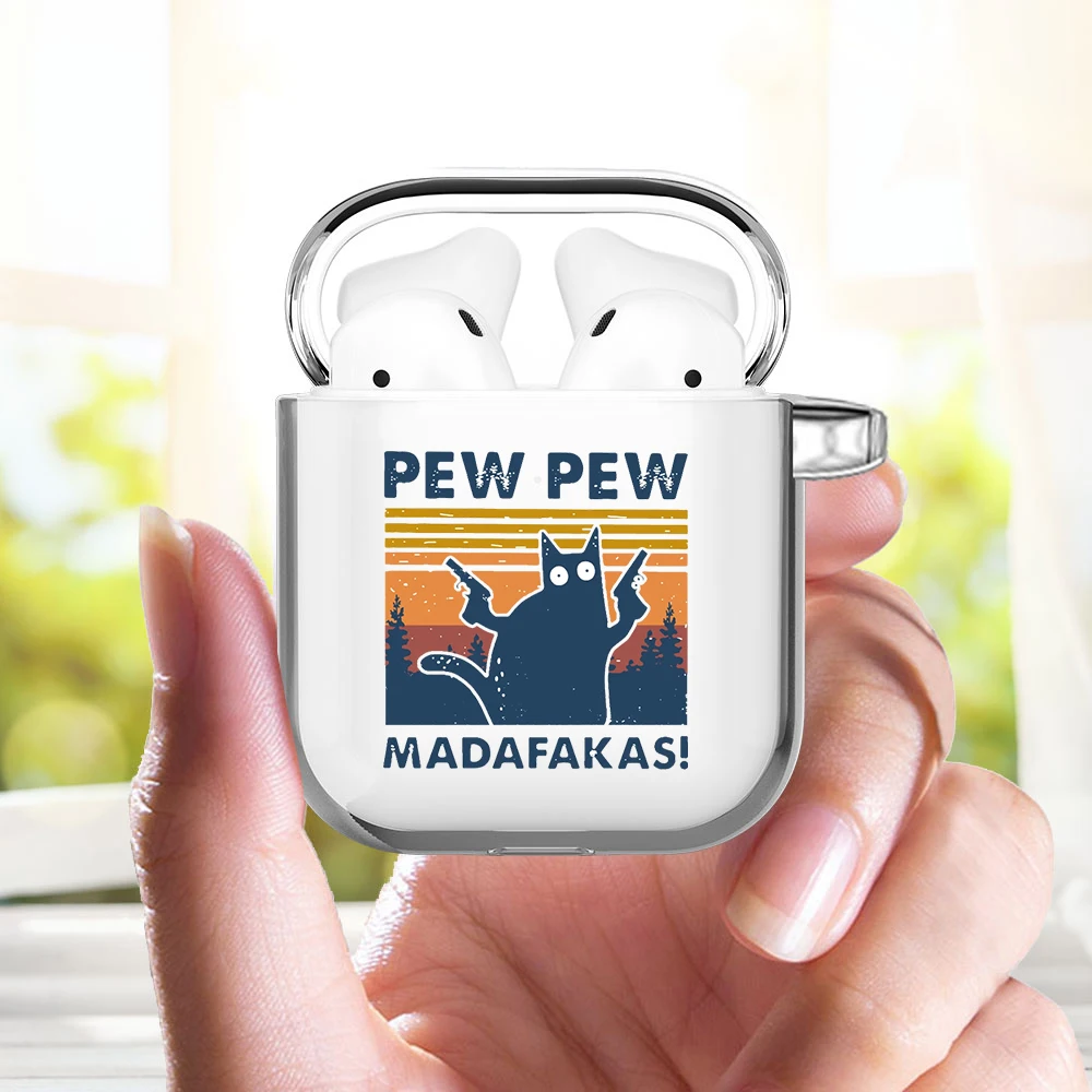

funny cartoon cute Pew Pew Madafakas Crew clear Case for Apple AirPods 2 1 Silicone Wireless Bluetooth Earphone Box AirPod Cover