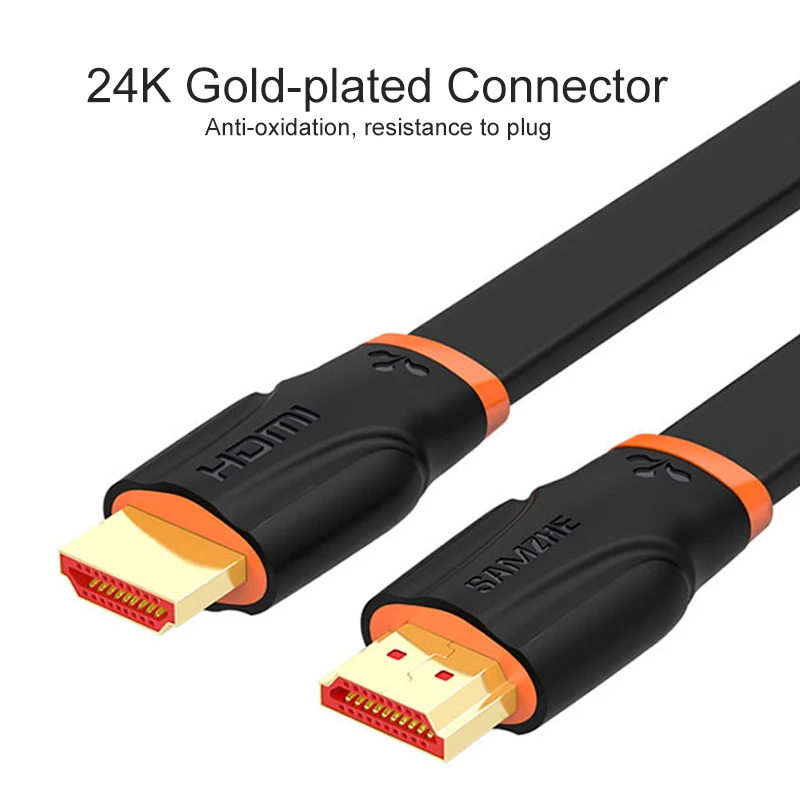 SAMZHE 4K плоский кабель HDMI позолоченный разъем 2 0 для подключения ноутбука к