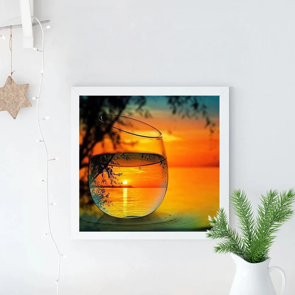 

YNX 5D DIY Diamond Embroidery Cup Landscape, Landscape, Diamond Painting, Cross Sticker, Diamond Embroidery Home Decoration Gift