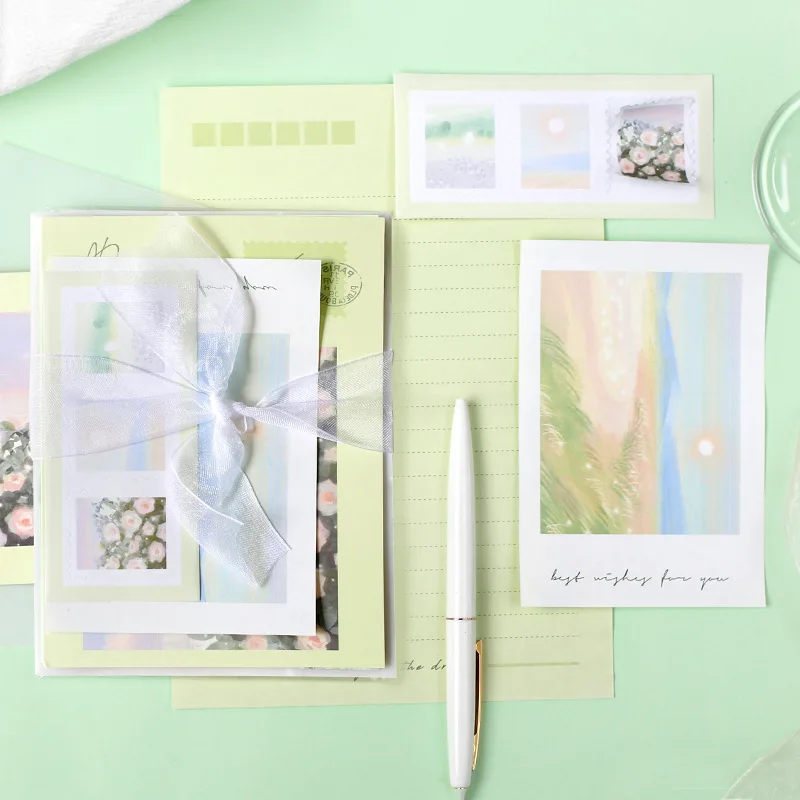 

INS style letterhead set hand account basic DIY decoration material greeting card stationery letter paper envelope packaging