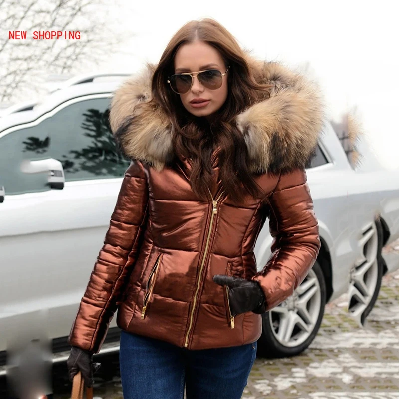 Winter Faux Fur Hooded Warm Jackets Parkas 2022 Woman Luxurious Long Sleeve Slim Fit Thick Coats Female Zipper Casual Jacket Red