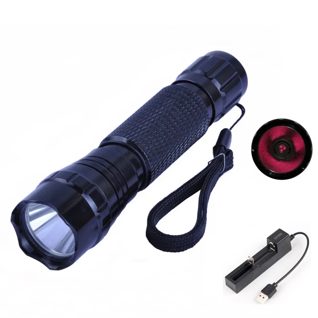 

3 светодиода s IR 18650 нм портативный светодиодный фонарик IR нм 3 ядра ночного видения маленький светодиодный фонарик для охоты с зарядным устр...