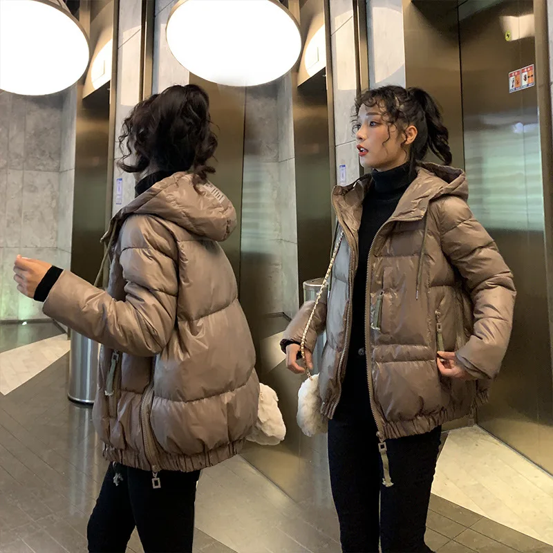 

Harajuku Fashion Down Jacket Women Short Winter Kpop Loose Bread Coat Student Cotton Jackets Female Thickened Padded Jacket Coat