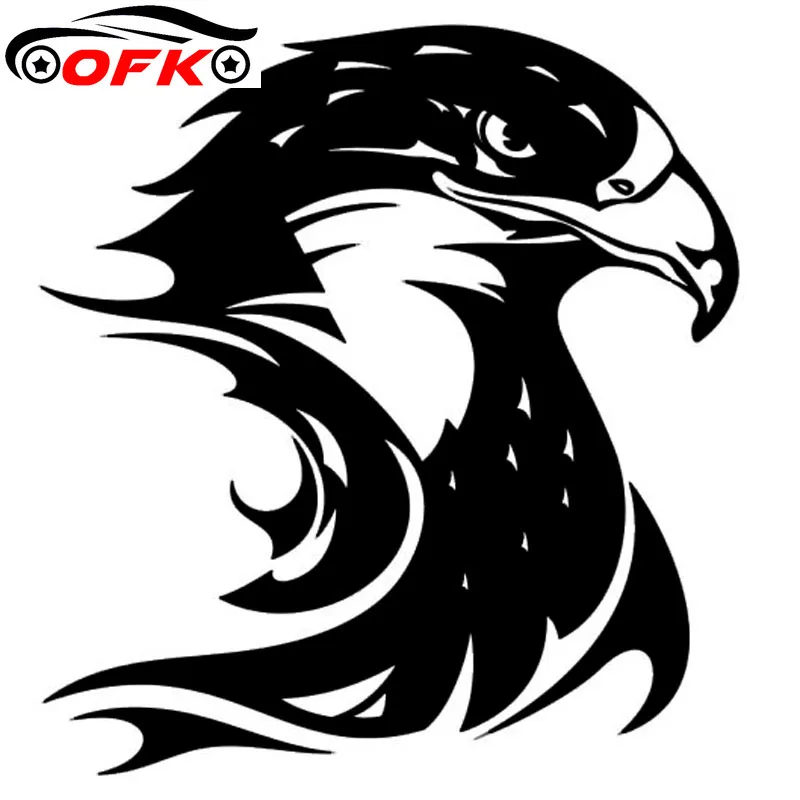 

Fire Flame Eagle Hawk Head Decal Car Sticker Vinyl Styling Accessories Black/Silver 13.3*14.2CM