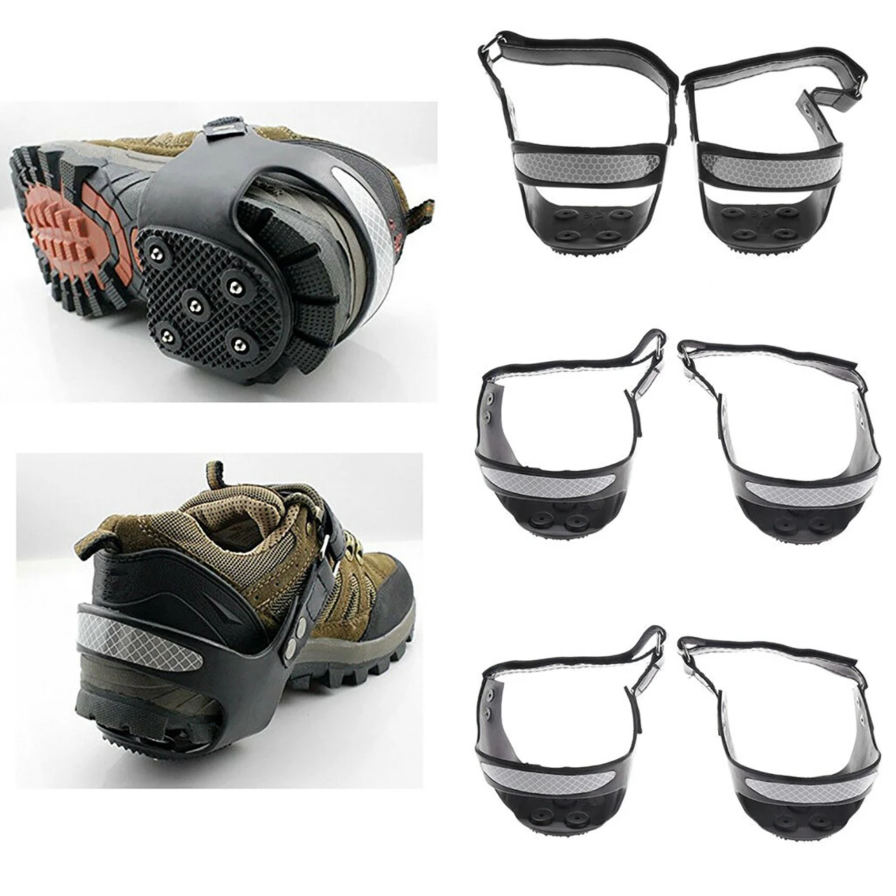 

5 Teeth Ice Snow Grippers Crampons Anti-Slip Shoe Covers Boot Spike Traction Cleats
